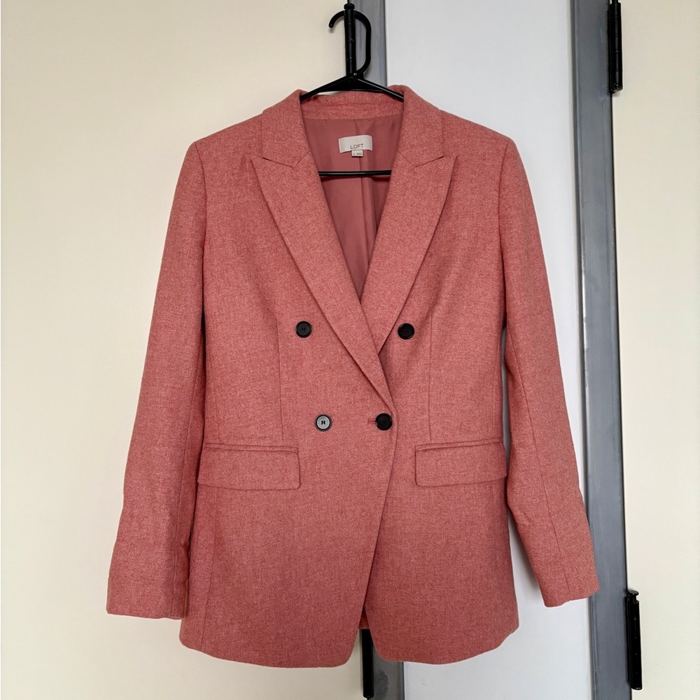 Rose Pink Double-Breasted Blazer